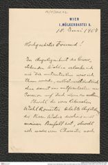 Nachlass Franz Steindachner, Brief von Adolf Lieben an Franz Steindachner (18.06.1907), Inv.Nr. 301.02, Seite 1